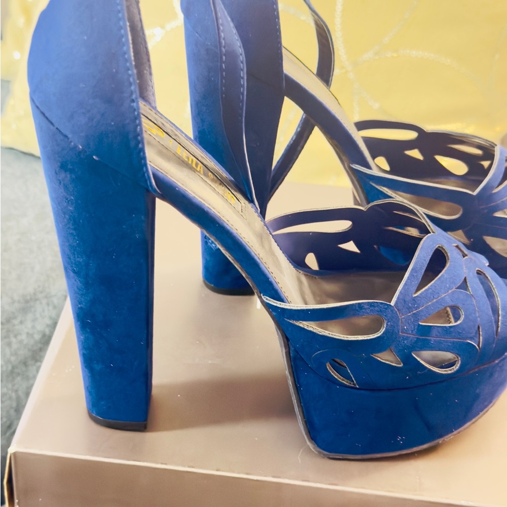 Leila Stone Royal Blue Platform Sandals